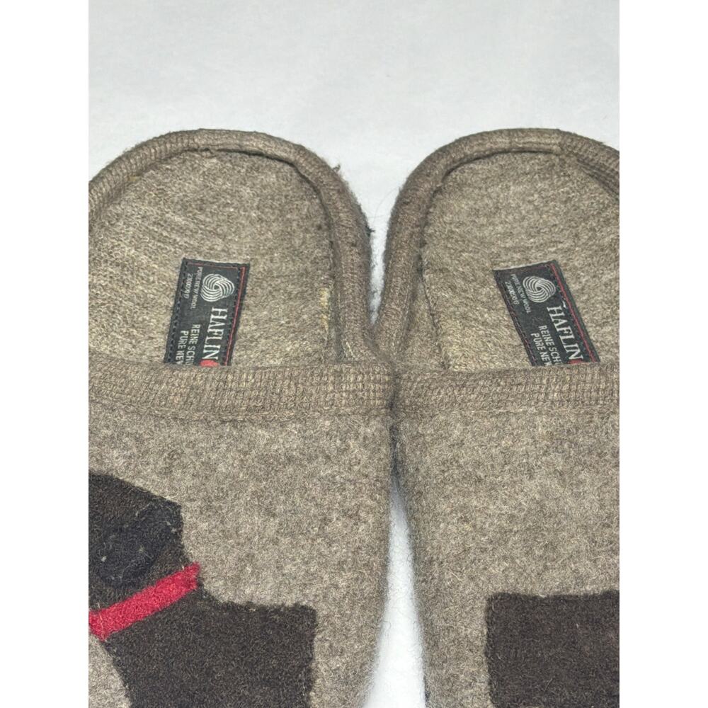 Haflinger Wool Slippers 42 Brown Dog Dachshund Red Collar US Women 11 Men 9 - Picture 2 of 7